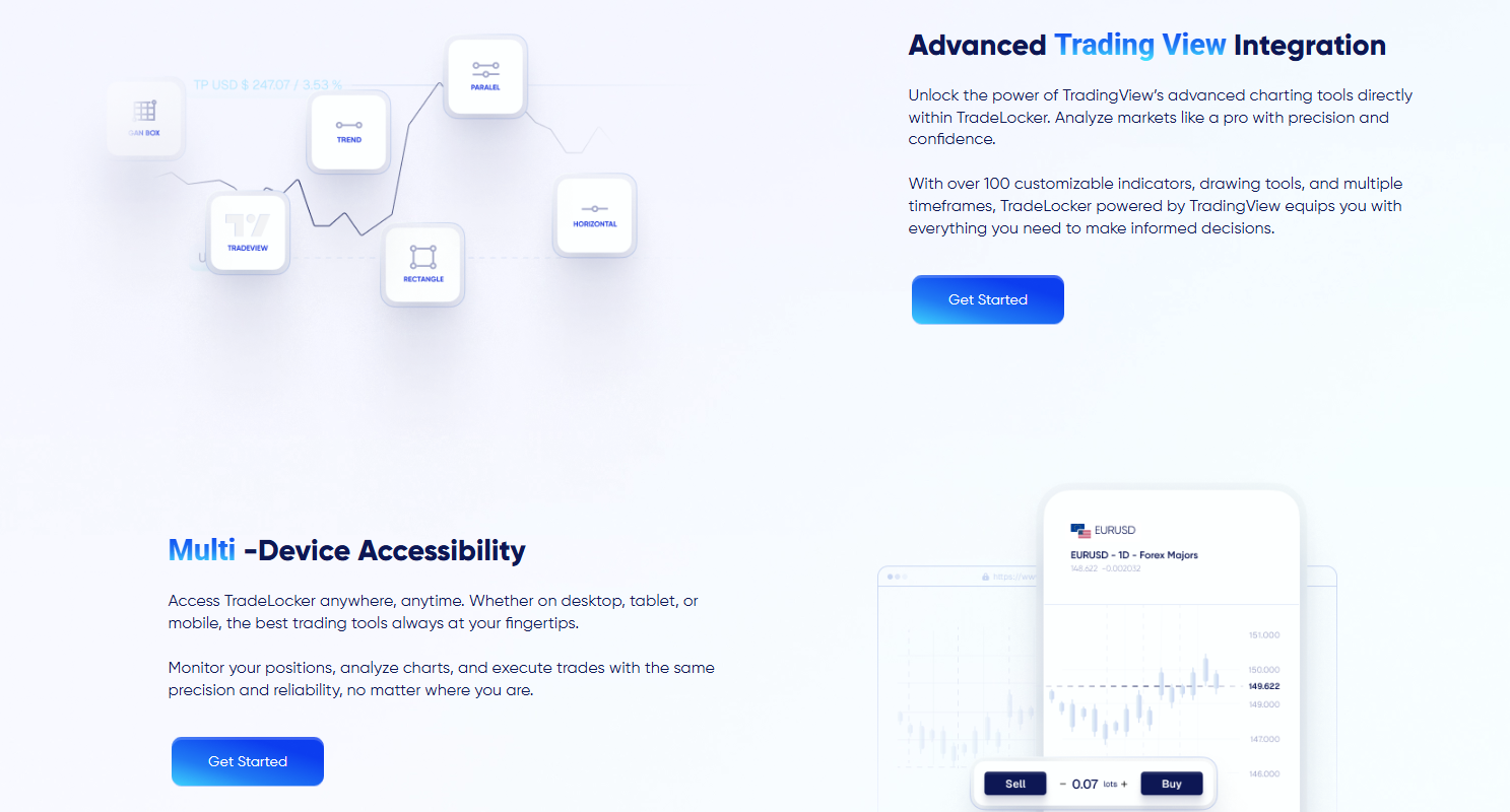HeroFX TradeLocker mobile and desktop interface comparison